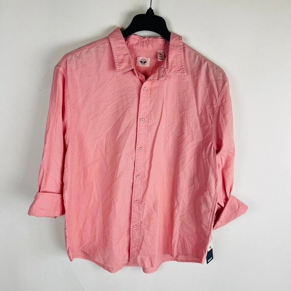 New Dockers Mens Sz XL Cotton Button Up Shirt Long Sleeve Pink NWT - Picture 2 of 9